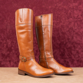 Penelope Chilvers Women Slad Tan Leather Riding Knee Boots sz 7US EUR38