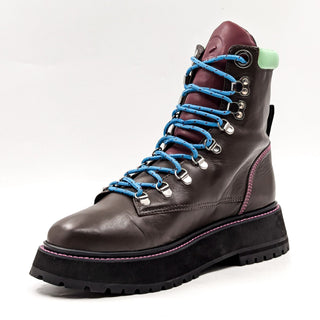 Larroude Women Jordan Hiker Multicolor Leather Lace up Combat Boots size 10