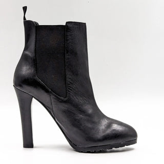 Ralph Lauren Women Tiara Black Leather Dressy Office Heel Ankle Boots size 8
