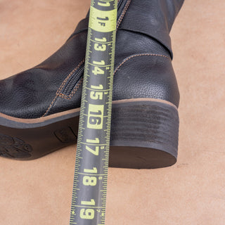 Korks Women Black Zip Faux Leather Wide Calf Classic Riding Fashion Boots sz 8.5