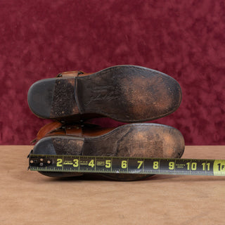 Frye Wmn Phillip Moto Back Zip Dark Brown Leather Harness Moto Riding Boots 6.5