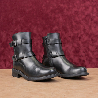 BOC Women Black Black Vegan Leather Moto Biker Boots sz 7.5