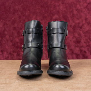 BOC Women Black Black Vegan Leather Moto Biker Boots sz 7.5