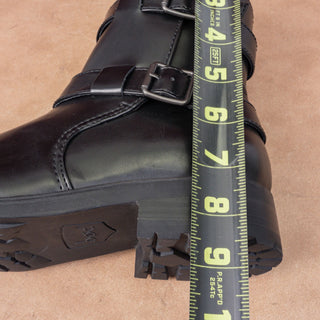 BOC Women Black Black Vegan Leather Moto Biker Boots sz 7.5