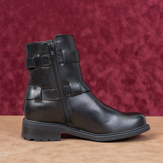 BOC Women Black Black Vegan Leather Moto Biker Boots sz 7.5