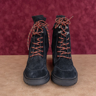 Zodiac Wmn Black Suede Water repellent Festival Party Ankle Combat Boots sz 8.5