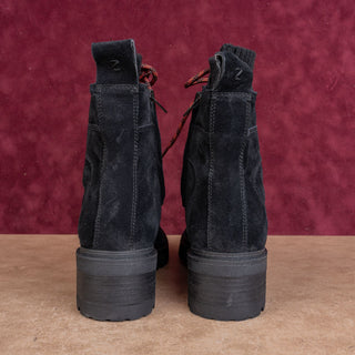Zodiac Wmn Black Suede Water repellent Festival Party Ankle Combat Boots sz 8.5