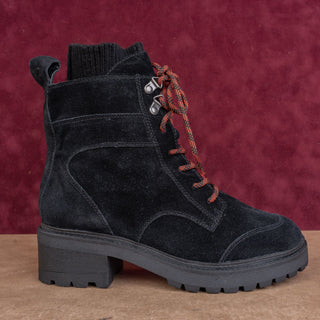 Zodiac Wmn Black Suede Water repellent Festival Party Ankle Combat Boots sz 8.5