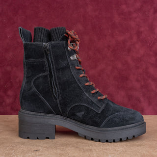 Zodiac Wmn Black Suede Water repellent Festival Party Ankle Combat Boots sz 8.5