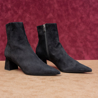AGL Women Notch Ash Black Suede Pointy Zip Fashion Party Ankle Boots 8US EUR38