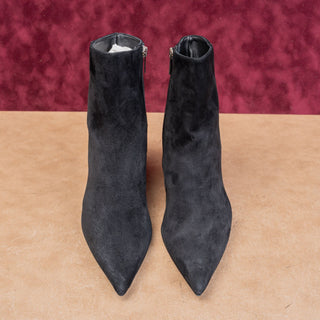 AGL Women Notch Ash Black Suede Pointy Zip Fashion Party Ankle Boots 8US EUR38
