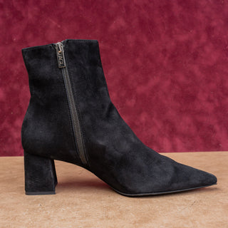 AGL Women Notch Ash Black Suede Pointy Zip Fashion Party Ankle Boots 8US EUR38