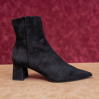 AGL Women Notch Ash Black Suede Pointy Zip Fashion Party Ankle Boots 8US EUR38