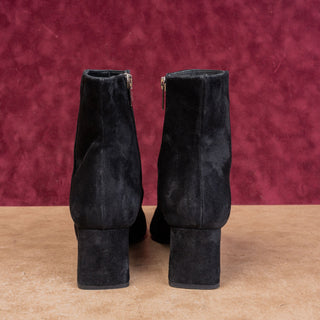 AGL Women Notch Ash Black Suede Pointy Zip Fashion Party Ankle Boots 8US EUR38