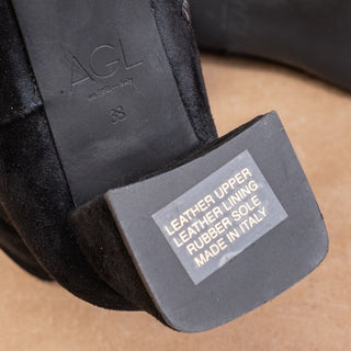 AGL Women Notch Ash Black Suede Pointy Zip Fashion Party Ankle Boots 8US EUR38