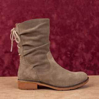 Sofft Women Sharnell Low Taupe Distress Suede Waterproof Back Lace-up Boots sz 6