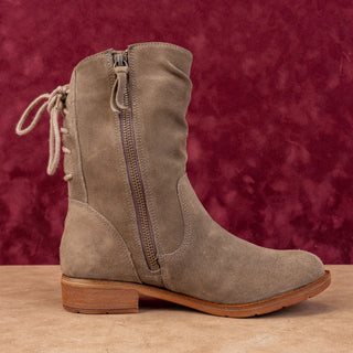 Sofft Women Sharnell Low Taupe Distress Suede Waterproof Back Lace-up Boots sz 6