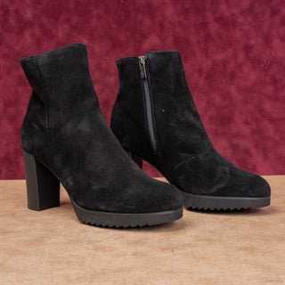 La Canadienne Myranda Waterproof Black Suede Dress Zip Ankle Boots sz 8.5
