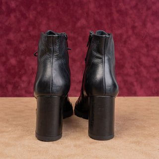 Paul Green Women Black Leather Granny Victorian Lace-up Ankle Boots 9.5US AUS 7