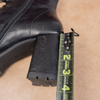 Paul Green Women Black Leather Granny Victorian Lace-up Ankle Boots 9.5US AUS 7
