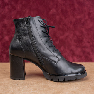 Paul Green Women Black Leather Granny Victorian Lace-up Ankle Boots 9.5US AUS 7