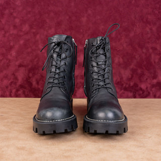 Sam Edelman Garret Black Leather Combat Platform Festival Boots Sz 9