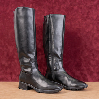 Nine West Women Cindy Black Vegan Leather Riding Equestrian Knee Boots sz 7