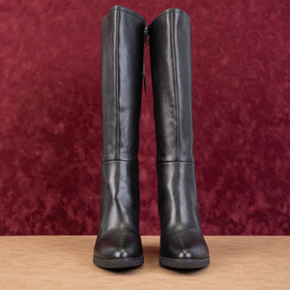 Aerosoles Women Memphis Comfortable Black Leather Zip Knee Fashion Boots sz 8.5