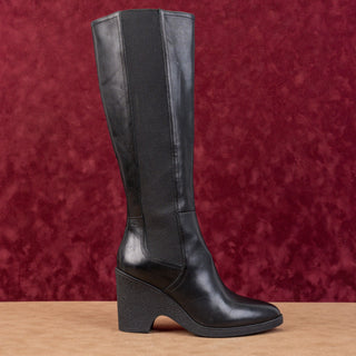 Aerosoles Women Memphis Comfortable Black Leather Zip Knee Fashion Boots sz 8.5