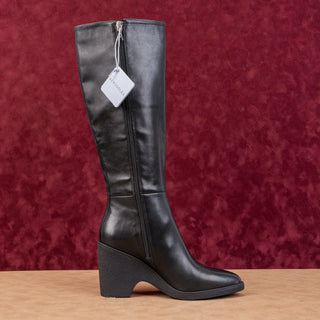 Aerosoles Women Memphis Comfortable Black Leather Zip Knee Fashion Boots sz 8.5