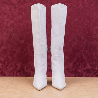 Stuart Weitzman Women Xcurve 85 Lilac Suede Pointy Slouch Fashion Boots sz 6