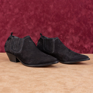 Schutz Women Jaqueline Western Black Suede Pointy Toe Ankle Boots sz 8.5