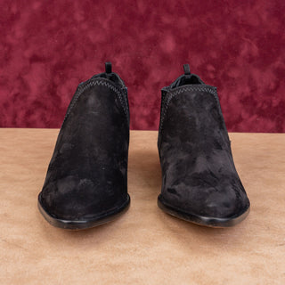 Schutz Women Jaqueline Western Black Suede Pointy Toe Ankle Boots sz 8.5