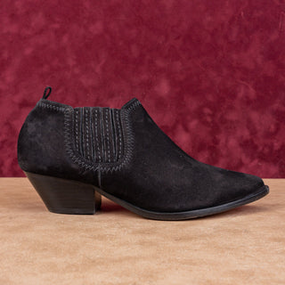 Schutz Women Jaqueline Western Black Suede Pointy Toe Ankle Boots sz 8.5