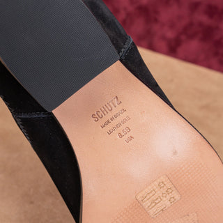 Schutz Women Jaqueline Western Black Suede Pointy Toe Ankle Boots sz 8.5