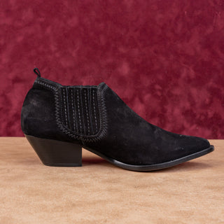 Schutz Women Jaqueline Western Black Suede Pointy Toe Ankle Boots sz 8.5