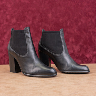 Stuart Weitzman Women Chelsea Black Leather Dress Office Slip-on Boots sz 9