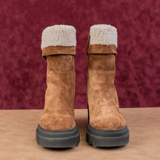 Voile Blanche Women Brown Suede Fleece Lined Winter Boots sz 6.5US EUR37