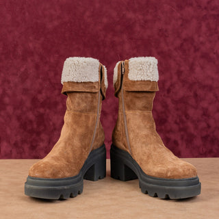 Voile Blanche Women Brown Suede Fleece Lined Winter Boots sz 6.5US EUR37