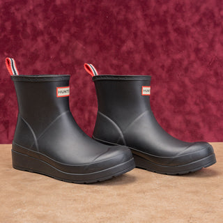 Hunter Women Play Black Rubber Wellies Festival Ankle Boots sz 7US UK 5