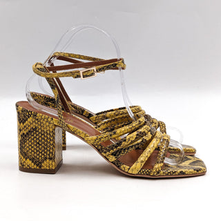 Paris Texas Women Carla Yellow Snake Leather Strappy Sandals size 7.5US 38EUR