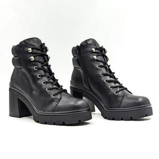 Jeffrey Campbell Women Hikes Black Leather Festival Platform Combat Boots size 7