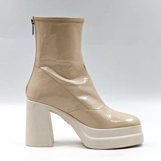 Free People Wmn Double Stack Y2k 90s Platform Cream Leather Boots 7.5US EUR 38