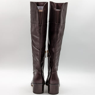 Michael Kors Women Dylyn MK Logo Leather Maroon Knee Boots 5.5