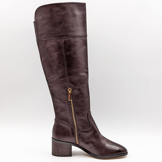 Michael Kors Women Dylyn MK Logo Leather Maroon Knee Boots 5.5