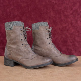 Timberland x Harris Tweed Women Burnished Brown Leather Fashion Combat Boots 10
