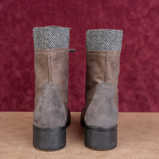 Timberland x Harris Tweed Women Burnished Brown Leather Fashion Combat Boots 10