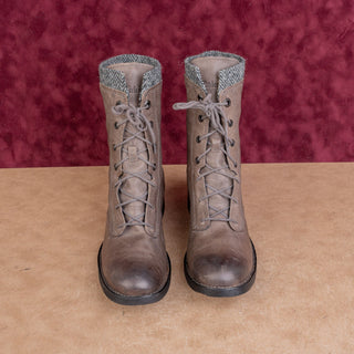 Timberland x Harris Tweed Women Burnished Brown Leather Fashion Combat Boots 10
