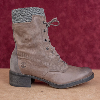 Timberland x Harris Tweed Women Burnished Brown Leather Fashion Combat Boots 10