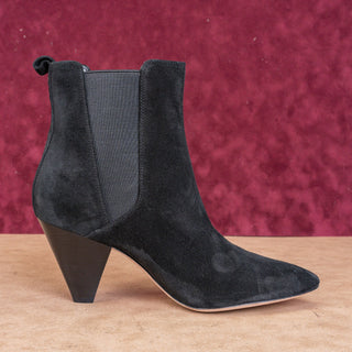 Veronica Beard Baxter Black Suede Pointed Toe Heeled Ankle Boots Sz 9.5